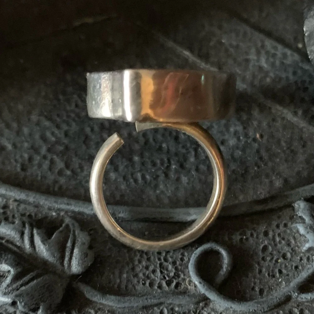 Vintage Ammonite Amber Echo of the Dreamer Sterling Silver Ring